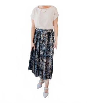JOA Moonlight River Pleated Skirt - Blue