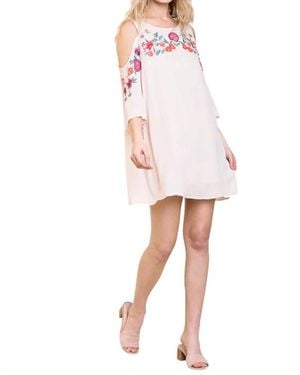 Umgee Open Shoulder Angel Sleeve Dress - White