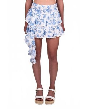 Sky To Moon Windowpane Roses Jellyfish Skirt - Blue