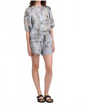 Las Sureñas Linen Blend Shorts - Gray