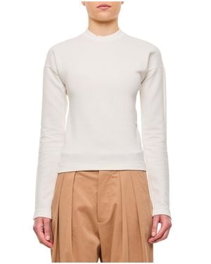 Plan C Minimalist Jersey Sweater With Embroidered Detail - White