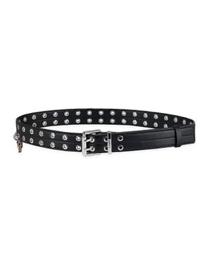 Ganni Double Eyelet Safety Pin Belt - Black