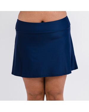 Calypsa High Waisted Mini Swim Skirt With Shorts - Blue