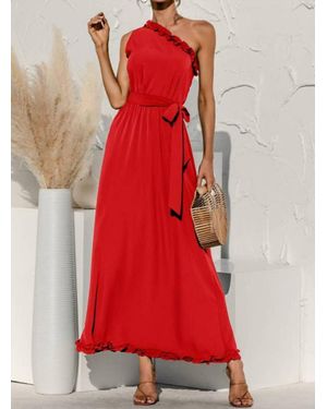 ES COLLECTION Date Night One Shoulder Dress - Red
