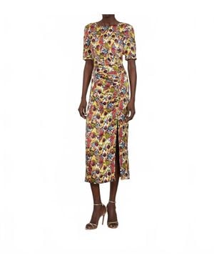 Saloni Tao Midi Dress - Metallic