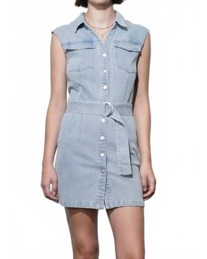 Greylin Madison Sleeveless Denim Mini Belted Dress - Blue