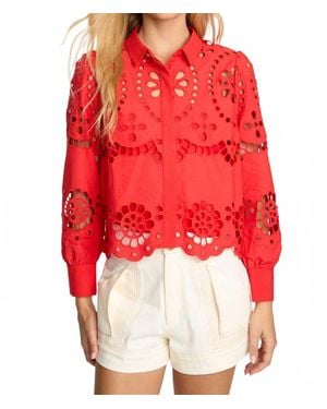 Caballero Emmie Eyelet Lace Top - Red