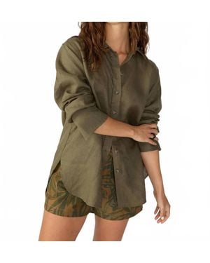 Sanctuary Relaxed Linen Shirt - Green
