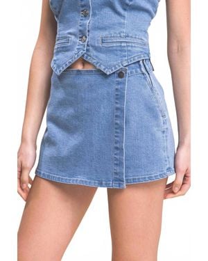 42Pops Snap-On Button Denim Skorts - Blue