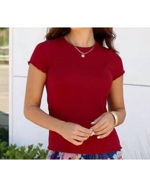 Grace and Lace Fitted Ribbed Tee - Red