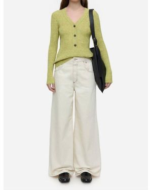 Closed Mouliné V Neck Henley Knit Top - Natural