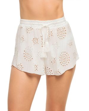 Elan Eyelet Embroidered Shorts - White