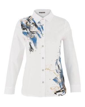 Dolcezza Storm Art Long Sleeve Blouse - White
