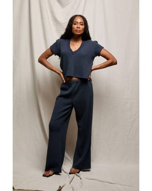 PERFECTWHITETEE Shane Full Length Waffle Pant - Blue