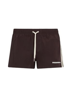 DSquared² Logo Boxer Midi Swim Shorts - Purple