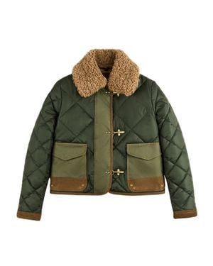 Fay Cropped Quilted Corduroy Accent Coat - Green