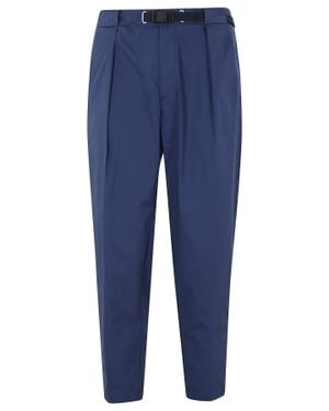 White Sand Double Darts Paper Touch Cotton-Blend Tapered Pants - Blue
