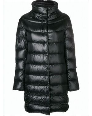 Herno Streamlined Knee-Length Down Coat With High Collar - Black