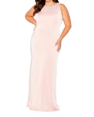 Cameron Blake Sleeveless Novelty Crepe Gown - Pink
