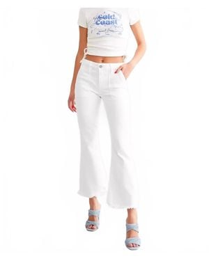 Hidden Jeans Happi Mid Rise Croppd Flare Jeans - White