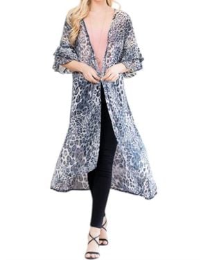 Bijorca Leopard Long Cardigan - Blue
