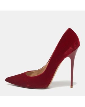 Jimmy Choo Velvet Anouk Pointed Toe Pumps - Red