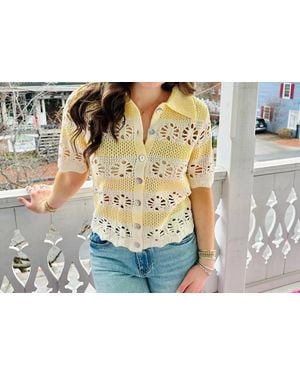 Another Love Stripe Crochet Button Down Top - Multicolor