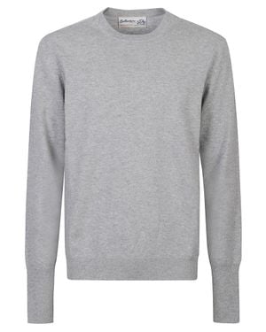 Ballantyne Plain Stitch Cashmere Crew Neck Sweater - Gray