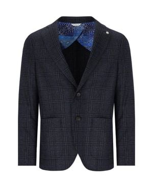 Manuel Ritz Tartan Single Breasted Jacket - Blue