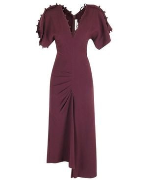 Victoria Beckham Merlot Midi Dress With Rouleaux Detail - Purple