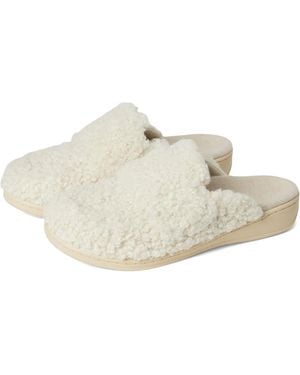 Vionic Gemma Ii Mules Cream Faux Shearling Slippers Gal1465 - White