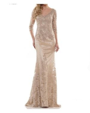 Marsoni by Colors Three Quarter Sleeve Lace Dress - Natural