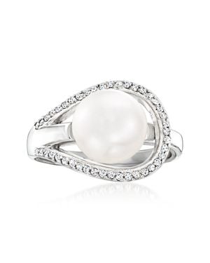 Ross-Simons 9-9.5Mm Cultured Pearl And Diamond Ring - White