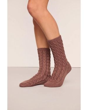 Eberjey Cozy Cable-Knit Crew Socks - Pink