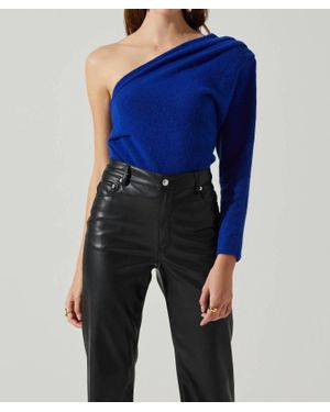 Astr Cosima One Sleeve Sweater Blouse - Blue