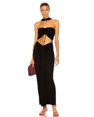 Christopher Esber Reversed Halter Disconnect Ruched Dress - Black