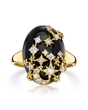 Ross-Simons Agate And Lab-Grown Diamond Moon And Stars Ring - Metallic