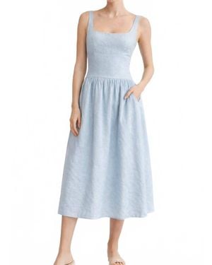 Reset By Jane Linen Low Back Dress - Blue