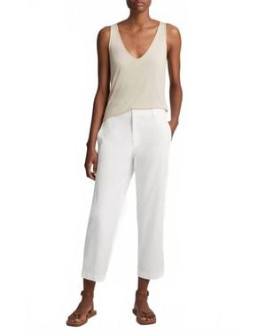 Vince Low-Rise Washed Cotton Crop Pants - White