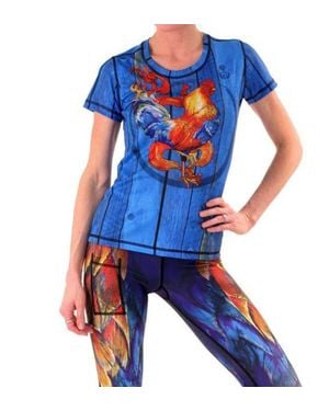 INKnBURN Fire Rooster Tech Shirt - Blue