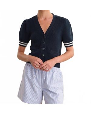 525 America Reagan Puff Sleeve Cardigan - Blue
