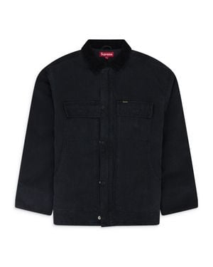 Supreme Shearling Logo Canvas Work Jacket - Blue