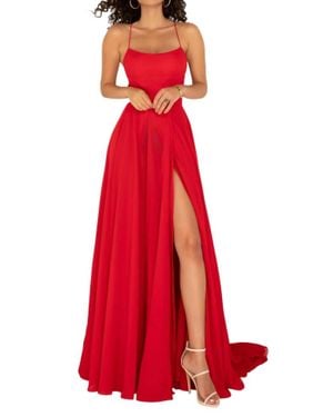 Lucci Lu Halter Neck Tie String Back Gown - Red