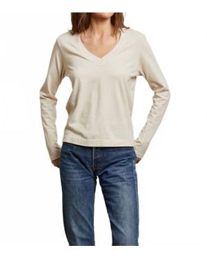 PERFECTWHITETEE Sinatra Long Sleeve V Neck Top - Blue