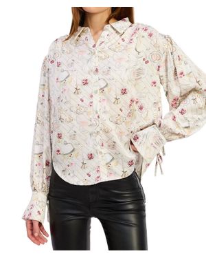En Saison Dinner Party Button Up Top - Natural