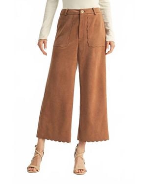 Jodifil Scalloped Suede Culotte Pants - Brown