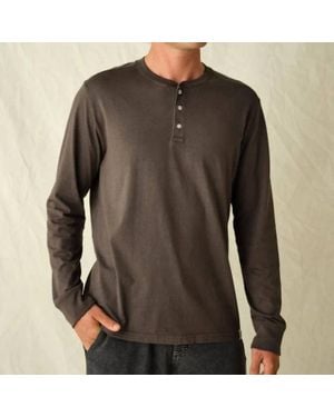 Fair Harbor Saltaire Henley Long Sleeve Top - Brown