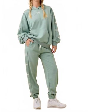Main Strip Oversized Hoodie And Sweatpants Matching Set - Green