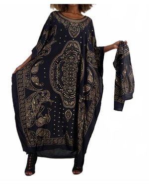 Advance Apparel Geometric Print Kaftan - Black