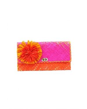 Shebobo Straw Envelope Clutches - Pink